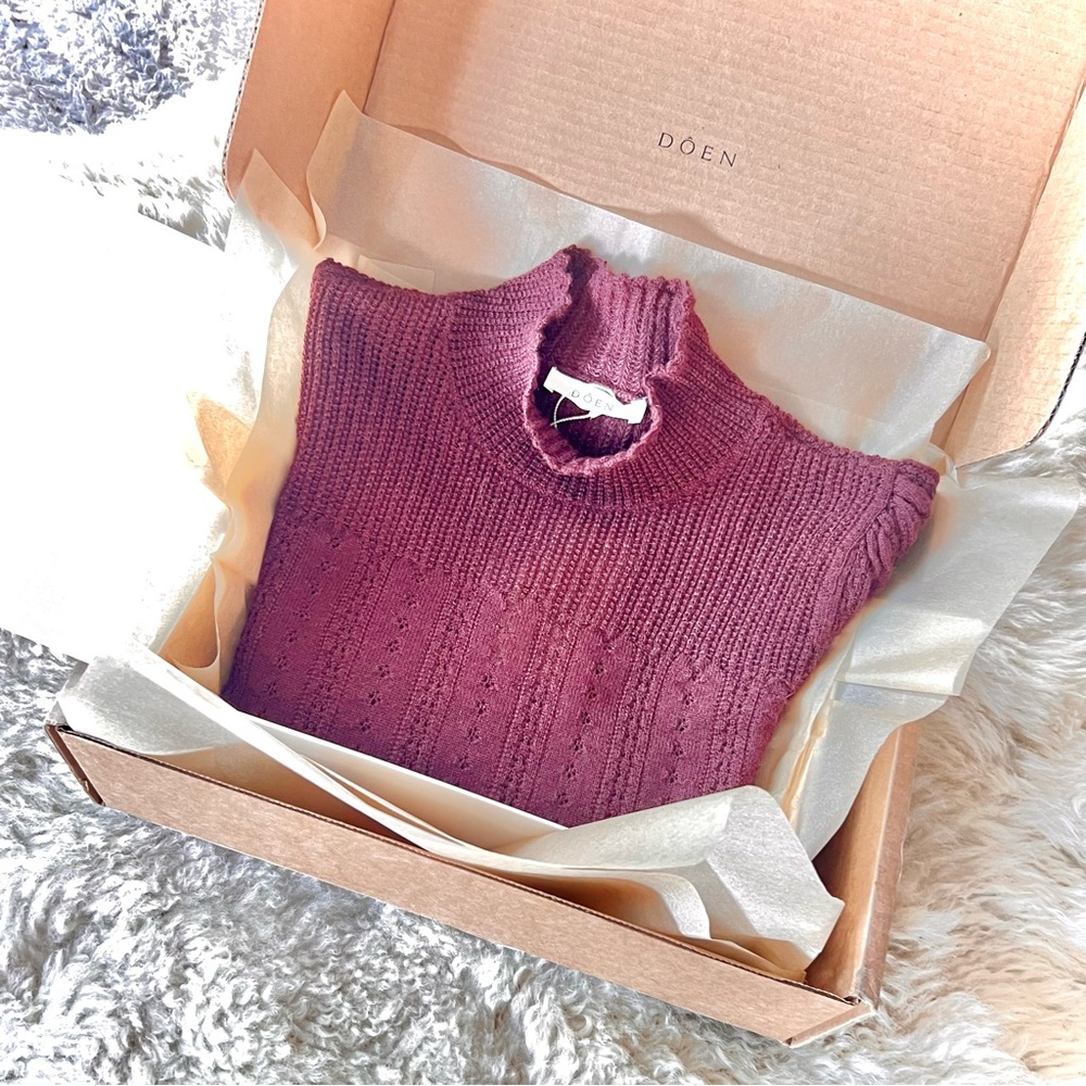 💋SOLD💋🍂🤎DÔEN ‘Minou’ Silk Baby Alpaca Brown Turtleneck M✨ - Picture 2 of 14